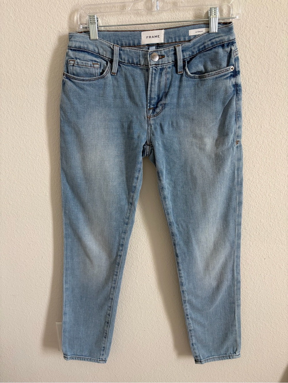 FRAME Le Garçon in Blue Mid Rise Boyfriend Denim Jeans 25